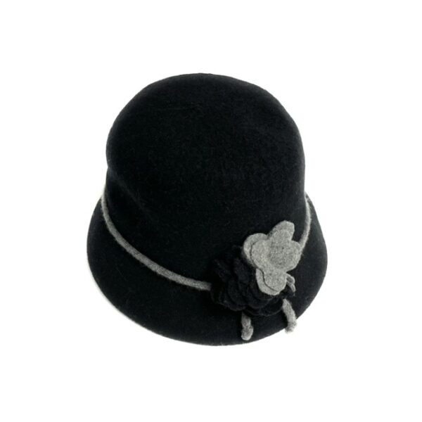 18s 1001 boiled wool cloche hat with flower accent