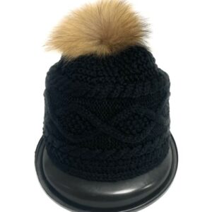 20s 0595 2 layers cashmere cap with coyote pom pom pin