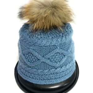 20s 0595 2 layers cashmere cap with coyote pom pom pin