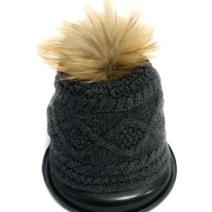 20s 0595 2 layers cashmere cap with coyote pom pom pin