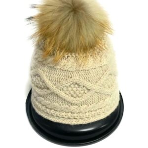 20s 0595 2 layers cashmere cap with coyote pom pom pin