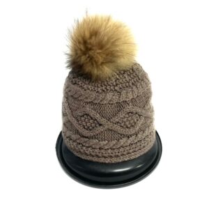 20s 0595 2 layers cashmere cap with coyote pom pom pin