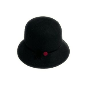 23s 0826 wool felt cloche hat with fur/button accent