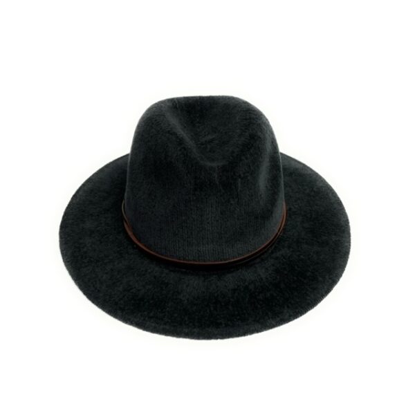 23s 0825 chenille fedora brim hat withfaux leather trim