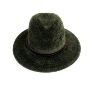 23s 0825 chenille fedora brim hat withfaux leather trim