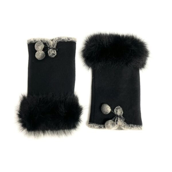 1186 solid wool blend glove with faux fur cuff