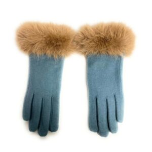 18 128 solid wool glove with faux fur cuff (copy)